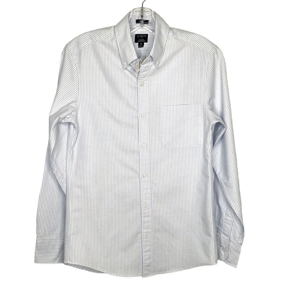 J.Crew slim cut untucked cotton Oxford shirt in light Blue/White stripe NWT XS